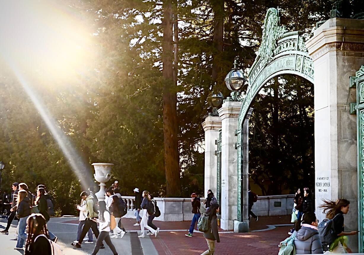 Students walking across the UC Berkeley campus.