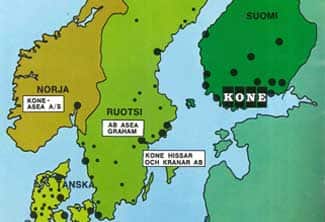 1969 - KONE presence Scandinavia